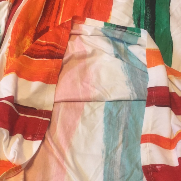 ❌DONATED❌Orange Multi-Color Stripe Off The Shoulders Bell Sleeve Dress - Picture 6 of 9